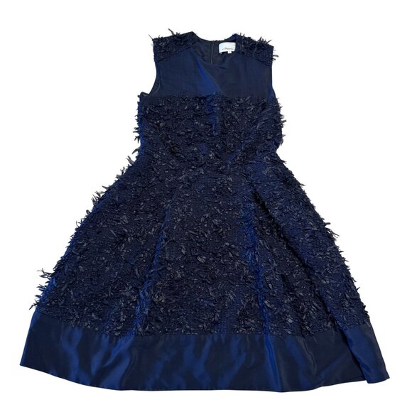 3.1 Phillip Lim Navy Blue Tweed Silk Lined Dress Women's 2 - Picture 1 of 7